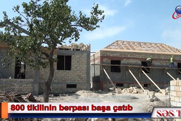 Gəncədə dağıdılan evlər yenidən tikilir