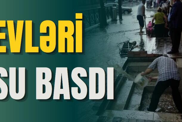 Bakıda yollar bağlandı - Evləri su basdı
